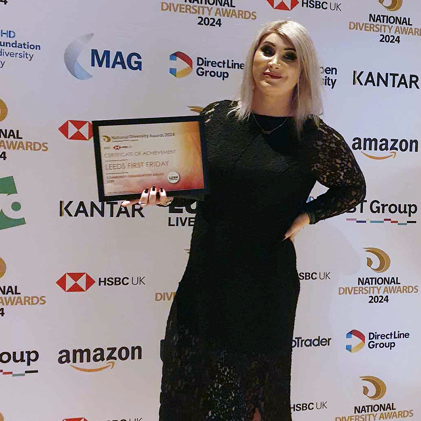 Kandice Fox with the National Diversity Awards nomination certificate, 2024