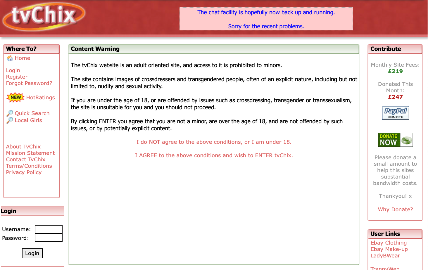 TVChix website, 2006